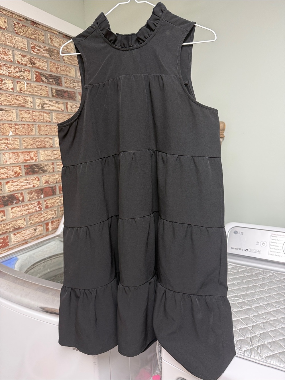 Mud Pie Black Sleeveless Tiered Ruffle Neck Mini Dress